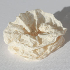 Cream embroidered scrunchie