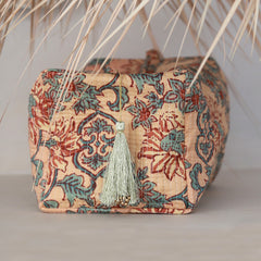 Blockprint toilettas Fez flower beige L