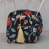 Blockprint toilettas Fez flower zwart L