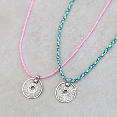 Halskette tibetan Amulett blau/silber
