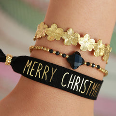 Pulsera de ante Feliz Navidad negra