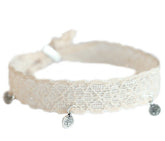 Cream-colored coin ankle bracelet