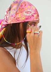 Satin bandana scarf baroque pink