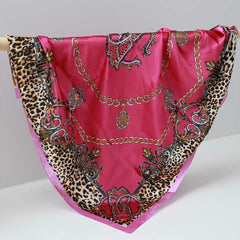 Satin Bandana-Schal leo chain hot pink