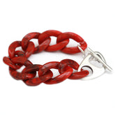 Cadena de brazalete rojo escarlata plata