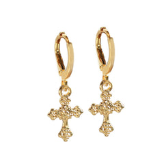 Pendientes dorados cruz ibicenca