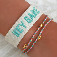 Pulsera tejida hey babe turquesa