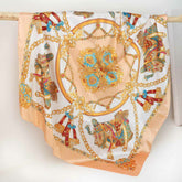 Satin bandana scarf peach turquoise