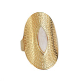 Anillo boho de ágata blanca en oro