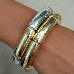 Brazalete pluma oro plata