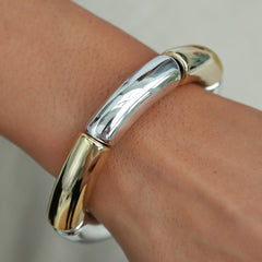 Brazalete pluma oro plata