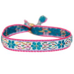 Woven bracelet flower white blue