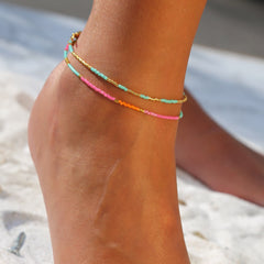 Anklet miyuki pink mint