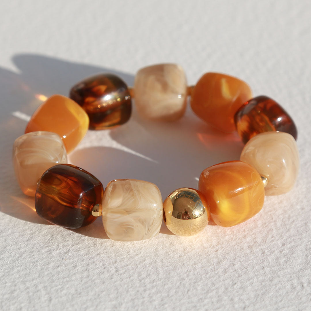 bracelet cube boule dorée
