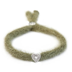 Armband flauschiges olivgrünes Silber