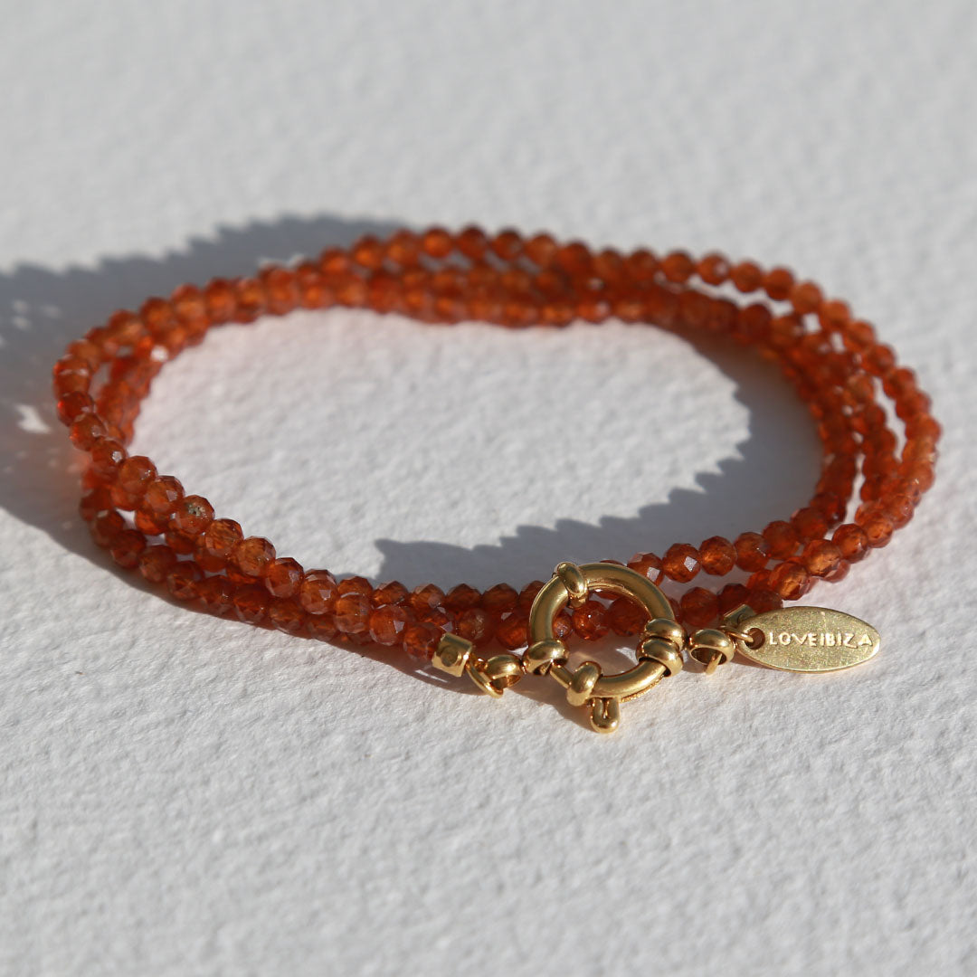 Armband Facetten wicklung Orange Granat