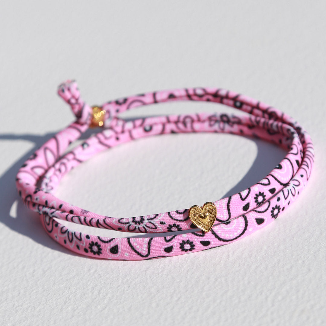 Rosa Bandana Fußkettchen goldenes Herz