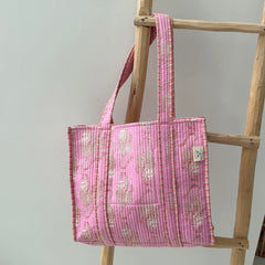 Blockprint schoudertas luipaard roze
