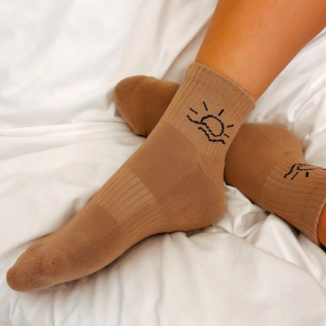 Chaussettes ras du cou soleil taupe