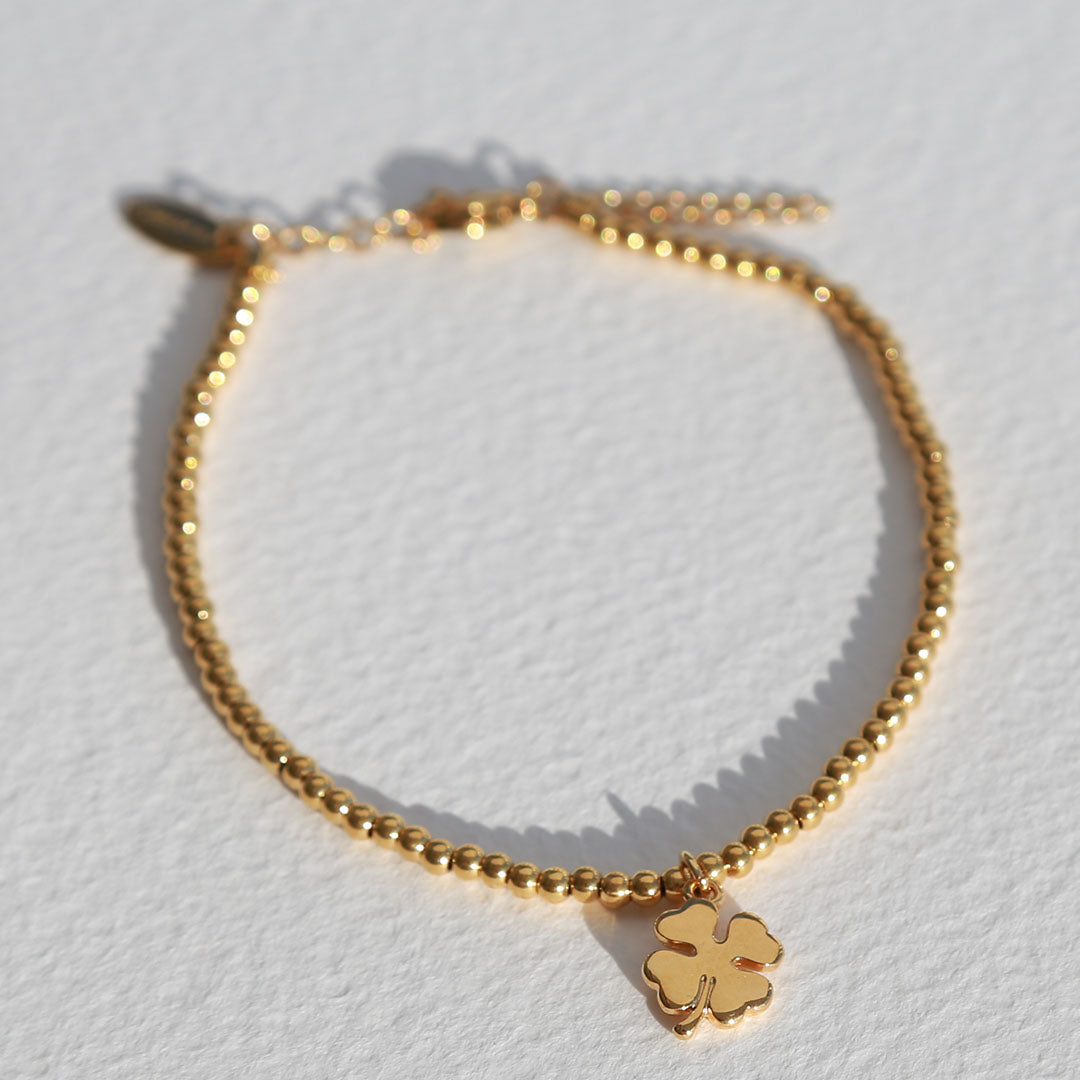 Enkelband klavertje goud