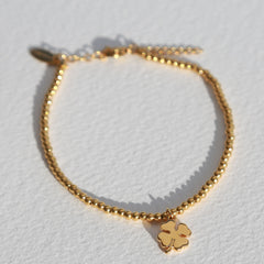 Enkelband klavertje goud