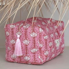 Blockprint toilettas Fez oudroze flower L