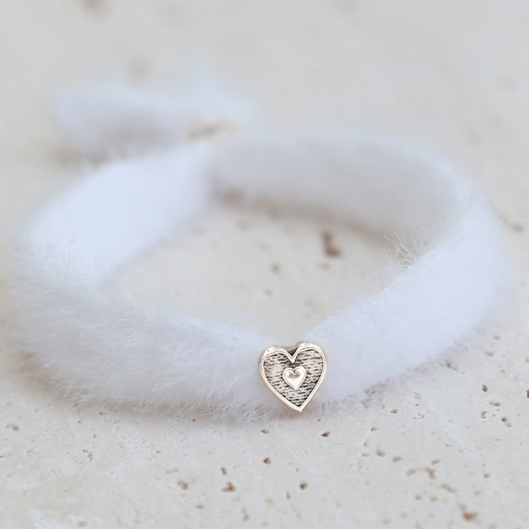 Bracelet fluffy white silver