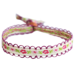 Pulsera tejida de algodón con flores de lavanda