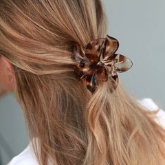 Hair clip flower leopard brown