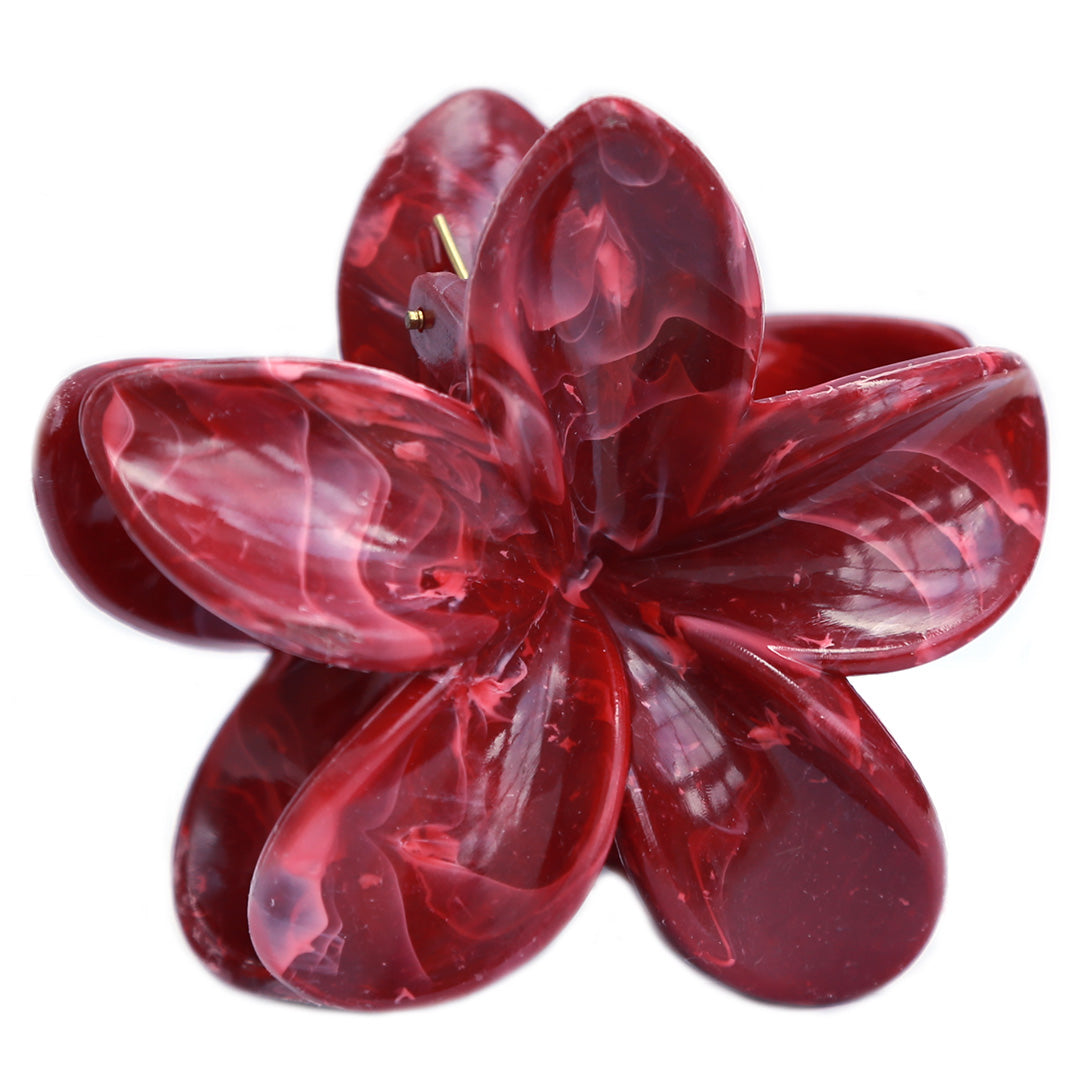 Barrette à cheveux fleur bordeaux