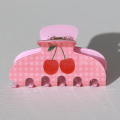 Haarklem ruit kers roze