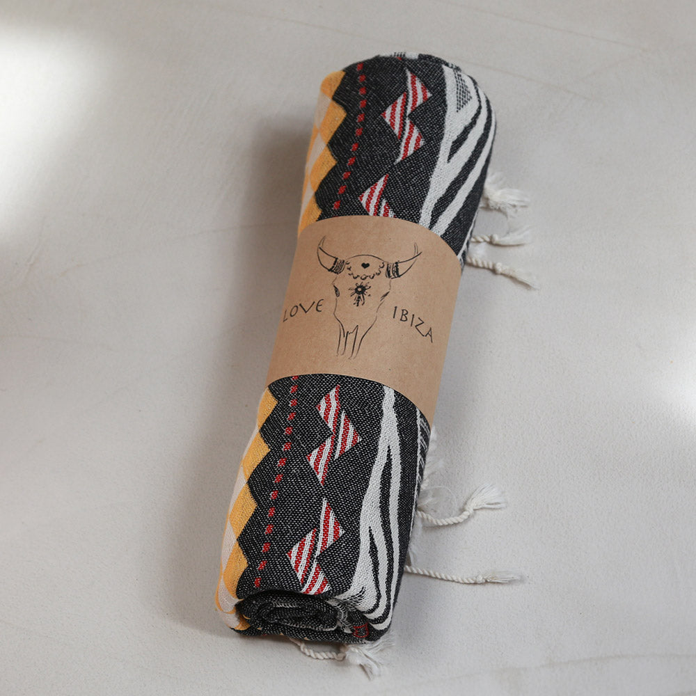 Serviette de hammam aztèque noire