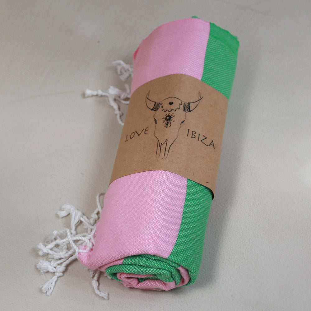 Serviette de hammam verte/rose