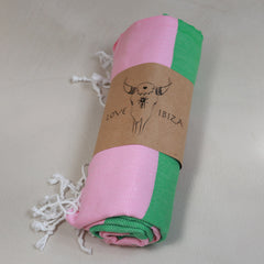 Serviette de hammam verte/rose