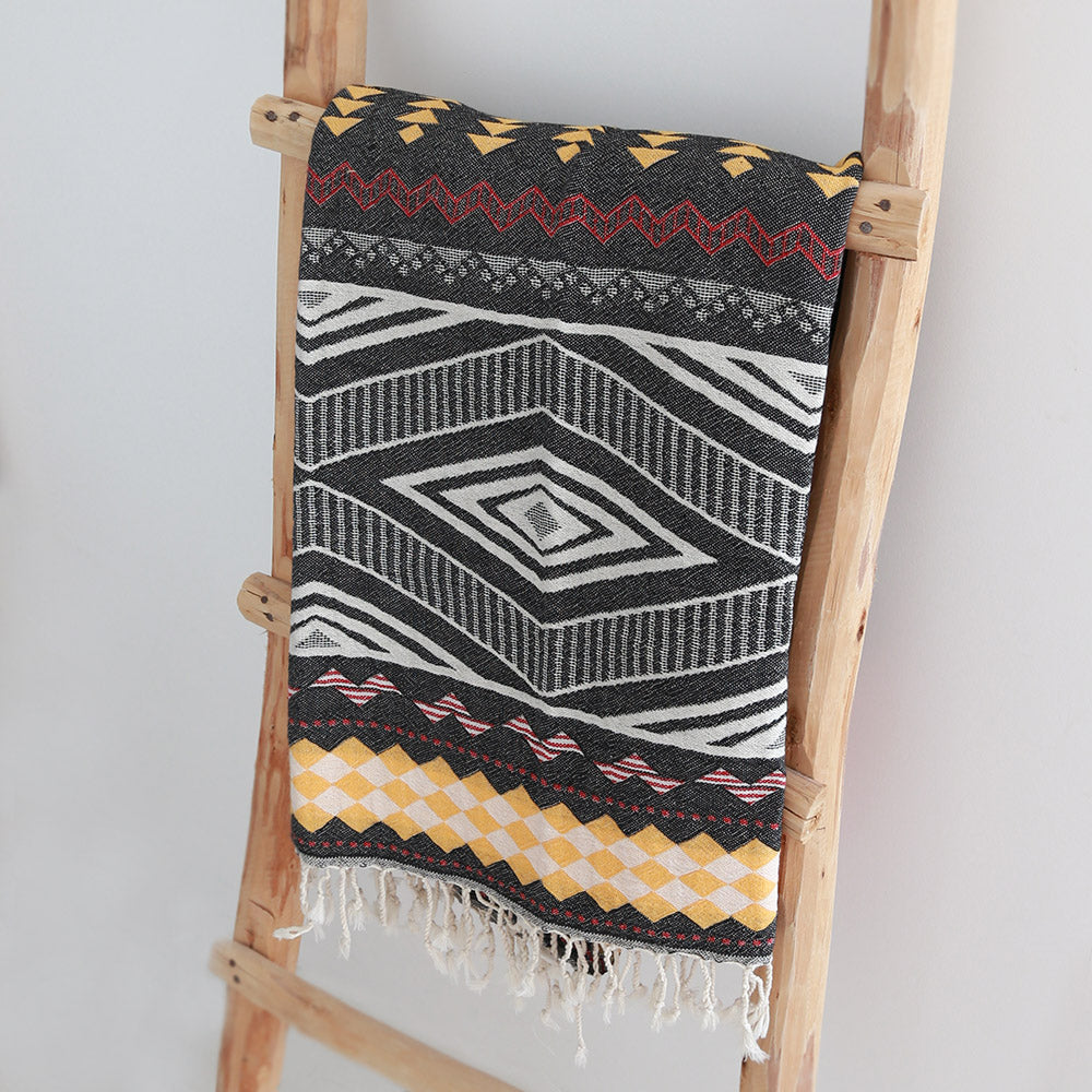 Serviette de hammam aztèque noire