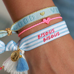 Gewebtes Armband Good Vibes blau