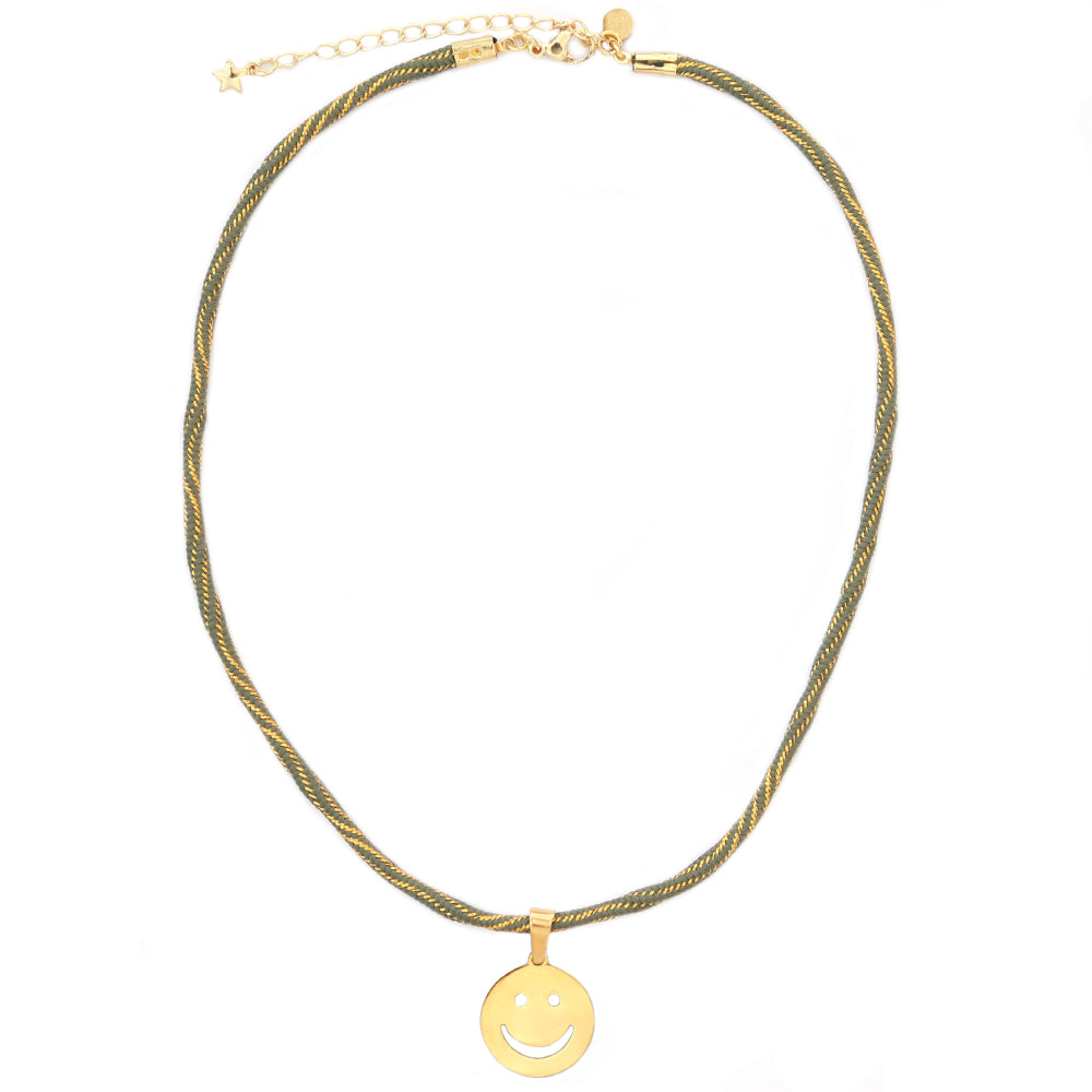 Necklace smiley olive gold