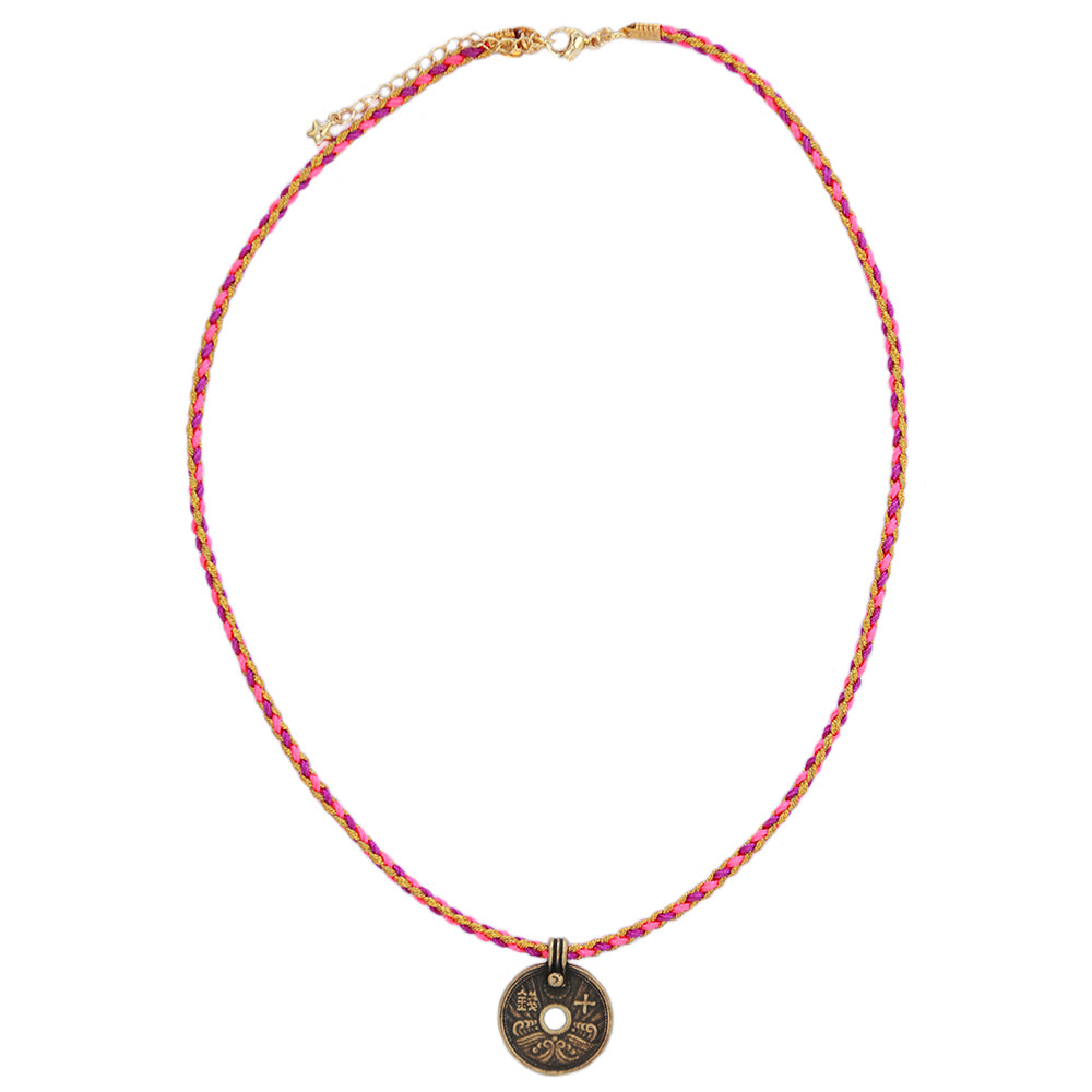 Halskette tibetanisches Amulett rosa