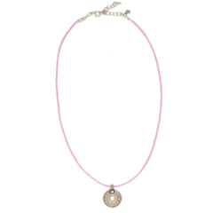 Necklace tibetan amulet pink/silver