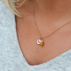 Gouden ketting mystic soul eye pink