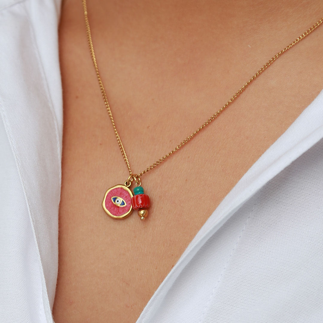 Gouden ketting mystic soul eye burgundy