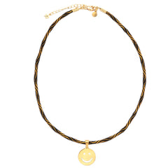 Necklace smiley black gold