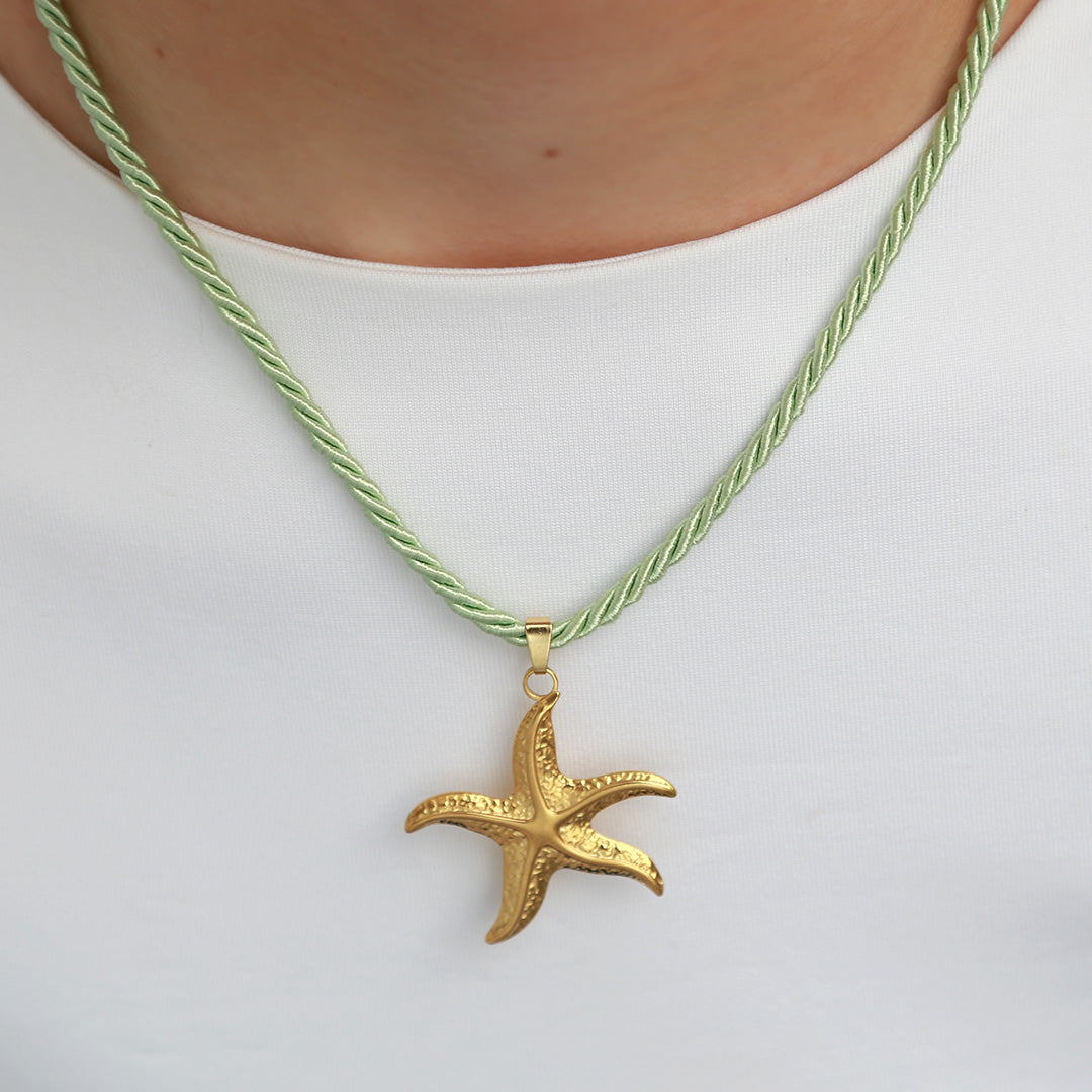 Statementkette mit Seestern grün