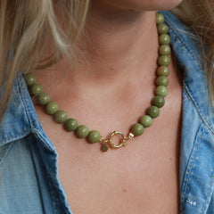 Necklace bubble stone olive
