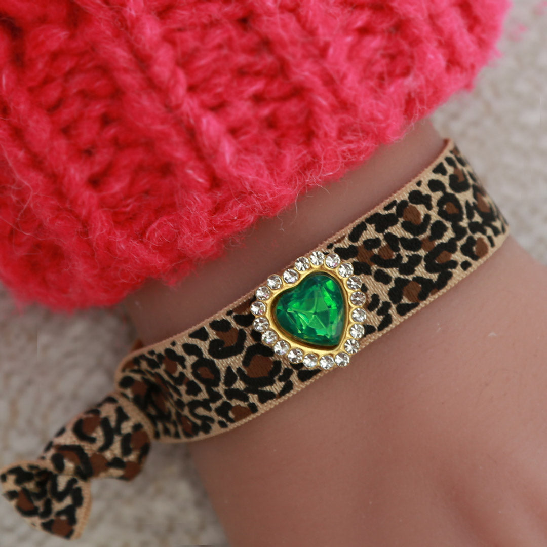 Armband Leopard Strass grün