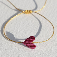 Armband groot hart cerise