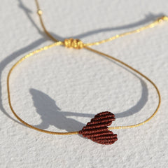 Armband groot hart walnoot
