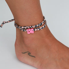 Anklet leopard love - limited edition color hot pink