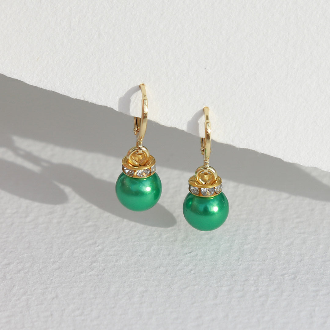 Gouden oorbellen Jingle ball groen