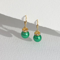 Gouden oorbellen Jingle ball groen